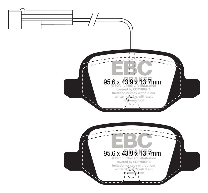 Pastiglie Freni EBC Ultimax Posteriore ABARTH 500 1.4 Turbo Cv 135 dal 2011 al 2021 Pinza TRW Diametro disco 240mm