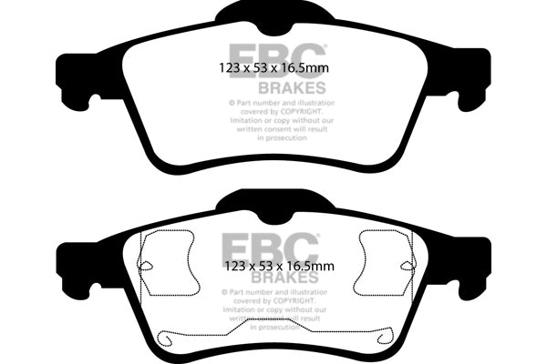 Pastiglie Freni EBC Ultimax Posteriore FORD Focus C-Max 1.6 Cv  dal 2003 al 2005 Pinza ATE Diametro disco 265mm