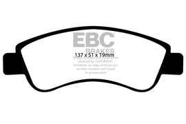Pastiglie Freni EBC Ultimax Anteriore DS DS3 1.2 Cv 82 dal 2015 al 2019 Pinza Bosch Diametro disco 266mm