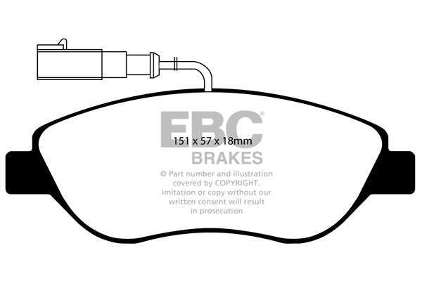 Pastiglie Freni EBC Ultimax Anteriore ALFA ROMEO Mito 1.3 TD Cv 90 dal 2008 al 2010 Pinza Bosch Diametro disco 281mm