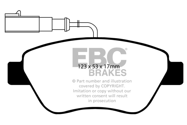 Pastiglie Freni EBC Ultimax Anteriore FIAT 500 1.4 Cv  dal 2007 al 2013 Pinza Bosch Diametro disco 257mm