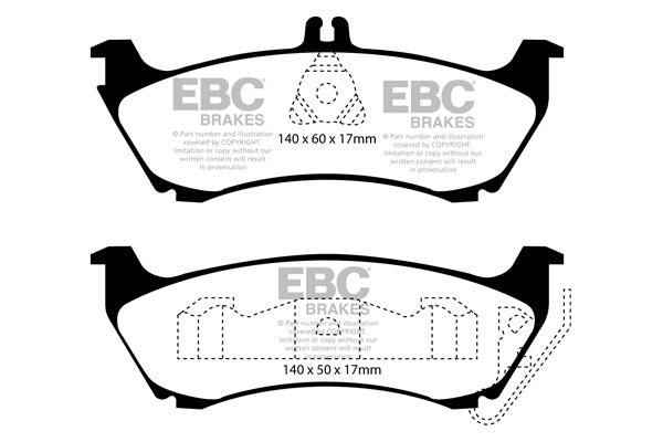 Pastiglie Freni EBC Ultimax Posteriore MERCEDES-BENZ Classe M (W163) ML230 2.3 Cv  dal 1999 al 2000 Pinza  Diametro disco 285mm