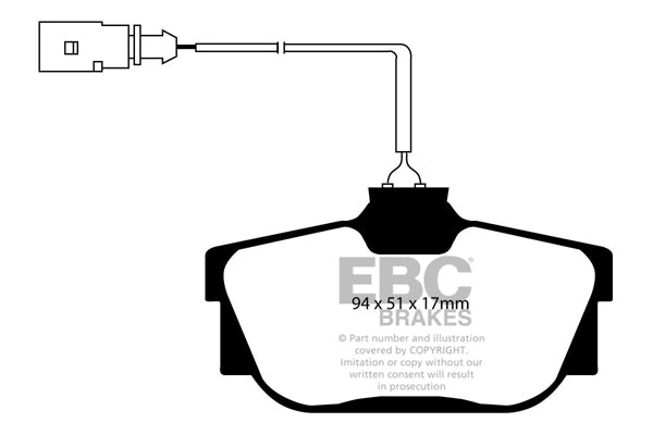 Pastiglie Freni EBC Ultimax Posteriore SEAT Alhambra (7M) 1.8 Turbo Cv  dal 2000 al 2006 Pinza Girling/TRW Diametro disco 268mm