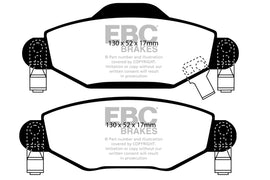 Pastiglie Freni EBC Ultimax Anteriore TOYOTA Yaris (XP10) NLP10 VNK 1.4 D Cv  dal 2001 al 2006 Pinza Bendix Diametro disco 255mm