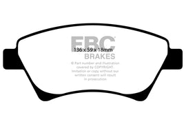 Pastiglie Freni EBC Ultimax Anteriore RENAULT Grand Scenic (Mk2) 1.5 TD Cv  dal 2004 al 2005 Pinza Bosch Diametro disco 300mm