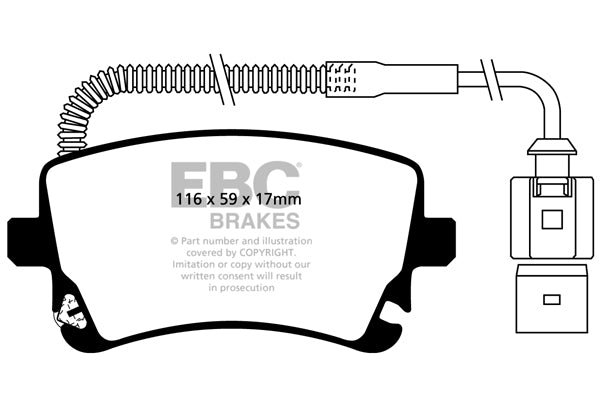 Pastiglie Freni EBC Ultimax Posteriore AUDI A4 Convertible quattro 3.2 Cv  dal 2005 al 2009 Pinza TRW Diametro disco 300mm