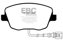 Pastiglie Freni EBC Ultimax Anteriore SEAT Cordoba 1.9 TD Cv 130 dal 2002 al 2009 Pinza TRW Diametro disco 288mm