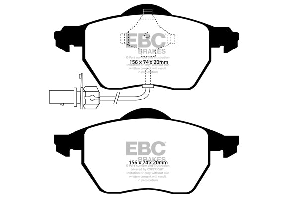 Pastiglie Freni EBC Ultimax Anteriore AUDI A4 B6 1.8 Turbo Cv  dal 2001 al 2004 Pinza ATE Diametro disco 312mm