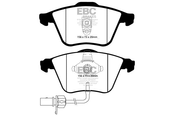 Pastiglie Freni EBC Ultimax Anteriore AUDI A6 C5/4B 2.5 TD Cv 180 dal 2000 al 2005 Pinza ATE Diametro disco 321mm