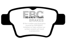 Pastiglie Freni EBC Ultimax Posteriore PEUGEOT 207 1.6 Cv  dal 2006 al 2012 Pinza Bosch Diametro disco 249mm