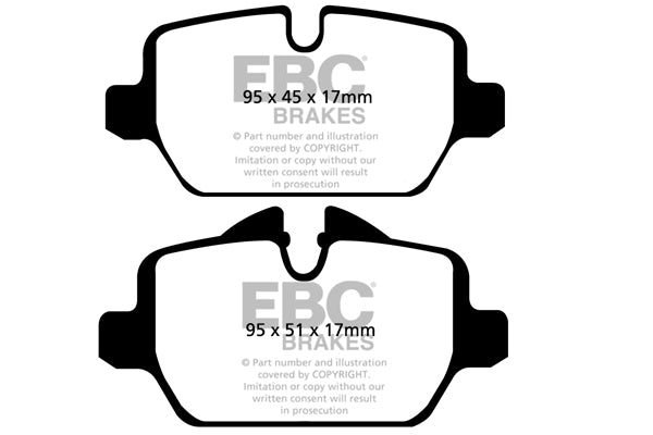 Pastiglie Freni EBC Ultimax Posteriore BMW Serie 1 (E81) 116 1.6 Cv  dal 2004 al 2009 Pinza TRW Diametro disco 280mm