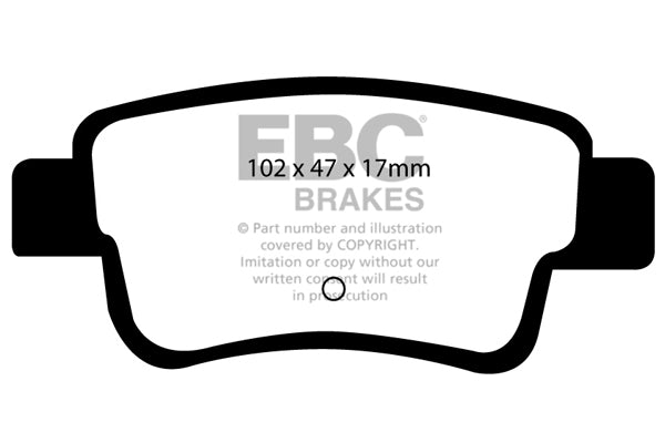 Pastiglie Freni EBC Ultimax Posteriore FIAT Grande Punto 1.4 Cv  dal 2006 al 2010 Pinza Bosch Diametro disco 264mm