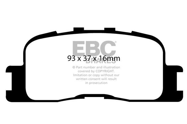 Pastiglie Freni EBC Ultimax Posteriore TOYOTA Camry 2.4 Cv  dal 2006 al 2011 Pinza  Diametro disco 288mm