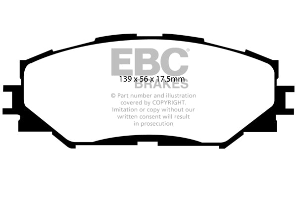 Pastiglie Freni EBC Ultimax Anteriore TOYOTA Auris NDE150 1.4 TD Cv  dal 2006 al 2013 Pinza Akebono Diametro disco 275mm