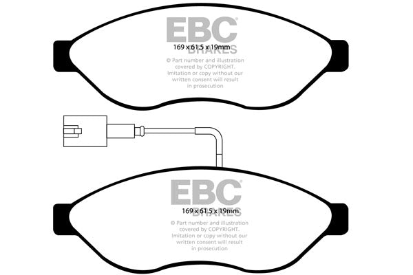 Pastiglie Freni EBC Ultimax Anteriore OPEL Movano 2.2 TD Cv 140 dal 2021 al 2022 Pinza Brembo Diametro disco 0mm