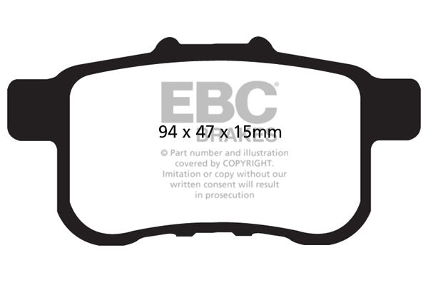 Pastiglie Freni EBC Ultimax Posteriore HONDA Accord CU1 2 Cv  dal 2008 al 2015 Pinza  Diametro disco 282mm