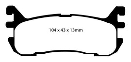 Pastiglie Freni Sportive EBC Verdi Posteriore MAZDA MX5 (Mk1) NA 1.8 Cv  dal 1994 al 1998 Pinza Akebono Diametro disco 252mm