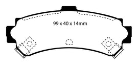 Pastiglie Freni Sportive EBC Verdi Posteriore NISSAN Almera 1.4 Cv  dal 1995 al 1998 Pinza Sumitomo Diametro disco 234mm