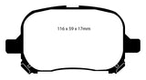 Pastiglie Freni Sportive EBC Verdi Anteriore TOYOTA Camry (MCV20R) 3 Cv  dal 1996 al 1999 Pinza  Diametro disco 274mm