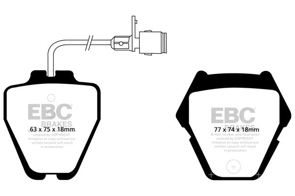 Pastiglie Freni Sportive EBC Verdi Anteriore VOLKSWAGEN Passat (B5) 4.0 W8 Cv 275 dal 2001 al 2005 Pinza Girling/TRW Diametro disco 334mm