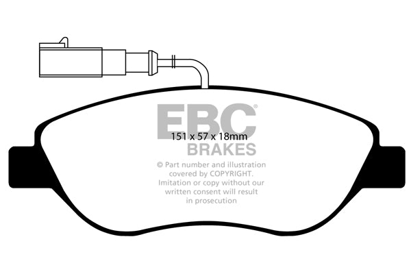 Pastiglie Freni Sportive EBC Verdi Anteriore LANCIA Delta 1.4 Turbo Cv 150 dal 2010 al 2014 Pinza Bosch Diametro disco 281mm