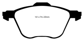 Pastiglie Freni Sportive EBC Verdi Anteriore FORD Galaxy (Mk1) 1.9 TD Cv 150 dal 2005 al 2006 Pinza ATE Diametro disco 313mm