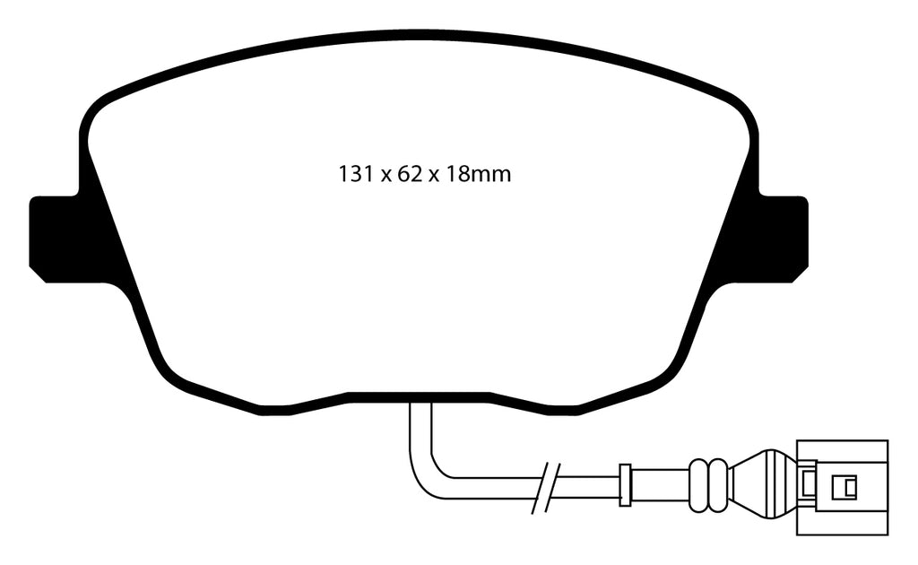 Pastiglie Freni Sportive EBC Verdi Anteriore VOLKSWAGEN Polo (9N) 1.4 Cv  dal 2002 al 2009 Pinza TRW Diametro disco 288mm