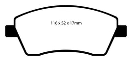 Pastiglie Freni Sportive EBC Verdi Anteriore NISSAN Micra (K12) 1 Cv  dal 2003 al 2010 Pinza TRW Diametro disco 260mm