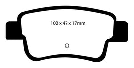 Pastiglie Freni Sportive EBC Verdi Posteriore FIAT Grande Punto 1.4 Cv  dal 2006 al 2010 Pinza Bosch Diametro disco 264mm