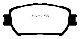 Pastiglie Freni Sportive EBC Verdi Anteriore TOYOTA Camry (MCV30) 3 Cv  dal 2001 al 2006 Pinza  Diametro disco 296mm