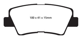 Pastiglie Freni Sportive EBC Verdi Posteriore KIA Optima (JF) 1.6 TD Cv 136 dal 2018 al 2020 Pinza  Diametro disco 300mm
