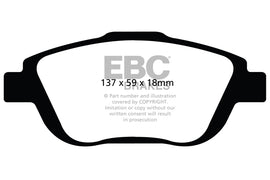 Pastiglie Freni Sportive EBC Verdi Anteriore PEUGEOT 2008 1.2 Cv 82 dal 2013 al 2017 Pinza Bosch Diametro disco 282mm