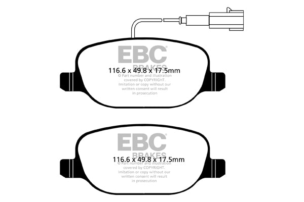 Pastiglie Freni Sportive EBC Verdi Posteriore ALFA ROMEO Giulietta (940) 1.4 Turbo Cv 170 dal 2010 al 2020 Pinza  Diametro disco 278mm