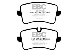 Pastiglie Freni Sportive EBC Verdi Posteriore PORSCHE Macan 2.0 Turbo Cv 237 dal 2014 al 2018 Pinza TRW Diametro disco 330mm