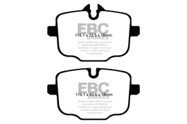 Pastiglie Freni Sportive EBC Verdi Posteriore BMW Serie 5 (F10) 525 3.0 TD Cv  dal 2010 al 2017 Pinza TRW Diametro disco 345mm