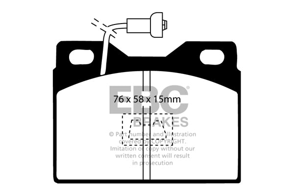 Pastiglie Freni EBC Ultimax Anteriore PEUGEOT 204 1.1 Cv  dal 1975 al 1976 Pinza ATE Diametro disco 257mm