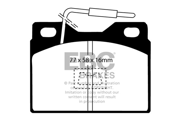 Pastiglie Freni EBC Ultimax Anteriore PEUGEOT 104 1.0 Cv  dal 1983 al 1988 Pinza ATE Diametro disco 241mm