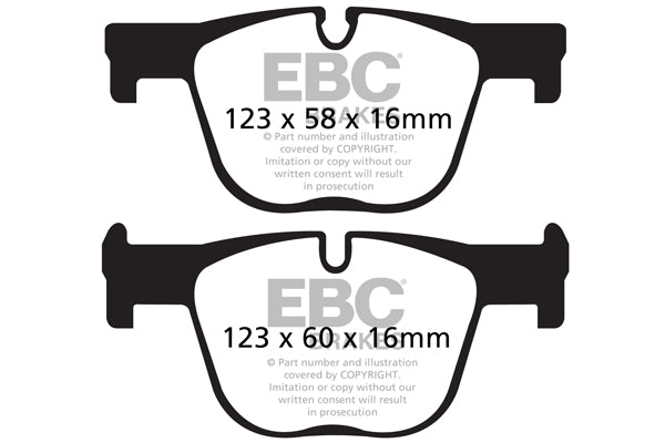 Pastiglie Freni Sportive EBC Verdi Posteriore BMW Serie 3 (F30) 330 3.0 TD Cv  dal 2012 al 2019 Pinza ATE Diametro disco 330mm