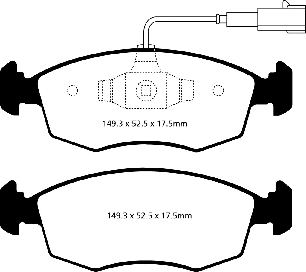 Pastiglie Freni Sportive EBC Verdi Anteriore FIAT 500 0.9 Turbo Cv 80 dal 2014 al 2021 Pinza ATE Diametro disco 257mm