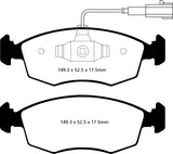 Pastiglie Freni Sportive EBC Verdi Anteriore FIAT 500 0.9 Turbo Cv 80 dal 2014 al 2021 Pinza ATE Diametro disco 257mm