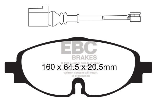 Pastiglie Freni Sportive EBC Verdi Anteriore SEAT Ateca 1.0 Turbo Cv 116 dal 2016 al 2022 Pinza TRW Diametro disco 312mm