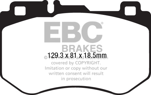 Pastiglie Freni Sportive EBC Verdi Anteriore MERCEDES-BENZ Classe C (W205) C160  Cv 129 dal 2014 al 2021 Pinza Brembo Diametro disco 318mm