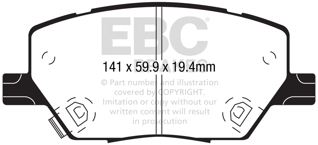 Pastiglie Freni Sportive EBC Verdi Anteriore FIAT 500X 1.0 Turbo Cv 120 dal 2019 al 2022 Pinza Mando Diametro disco 305mm