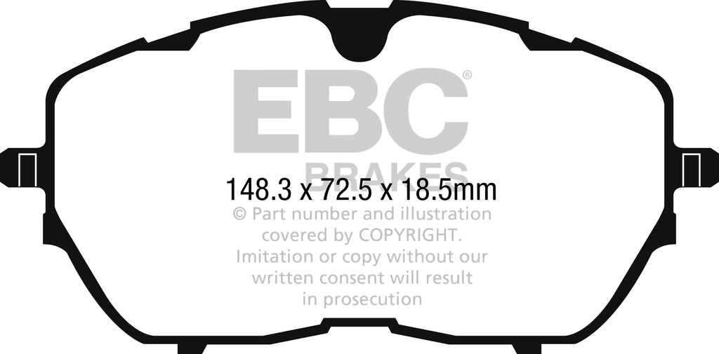 Pastiglie Freni Sportive EBC Verdi Anteriore PEUGEOT 308 (Mk2) 1.6 Turbo Cv 205 dal 2015 al 2021 Pinza Bosch Diametro disco 330mm