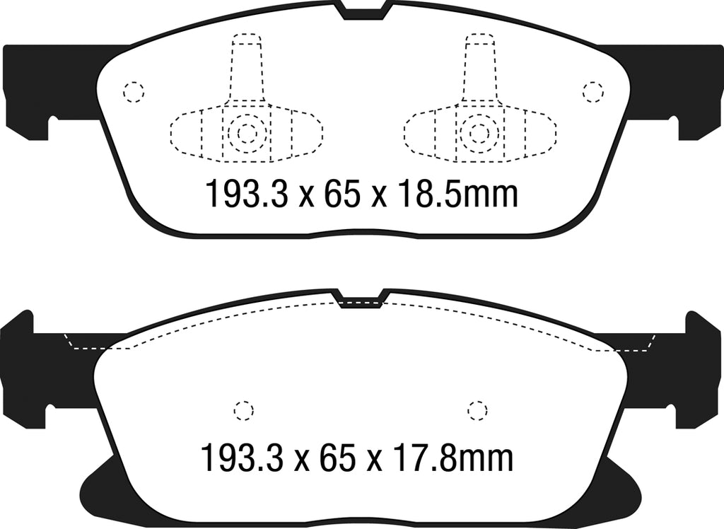 Pastiglie Freni Sportive EBC Verdi Anteriore FORD Edge 2.0 TD Cv 150 dal 2018 al 2021 Pinza ATE Diametro disco 316mm