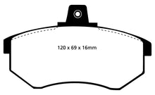 Carica l&#39;immagine nel visualizzatore di Gallery, Pastiglie Freni Sportive EBC Verdi Anteriore AUDI 100 1.9 Cv  dal 1981 al 1982 Pinza Girling/TRW Diametro disco 256mm