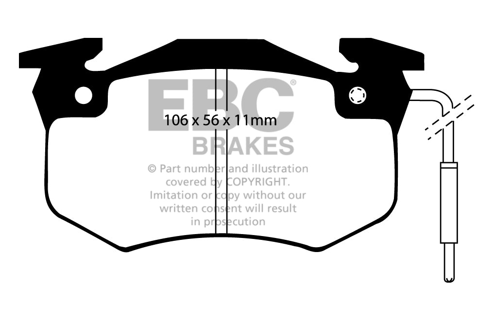 Pastiglie Freni Sportive EBC Verdi Posteriore PEUGEOT 106 1.6 Cv 103 dal 1994 al 1996 Pinza Bendix Diametro disco 248mm