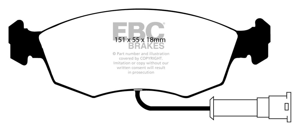 Pastiglie Freni Sportive EBC Verdi Anteriore FORD Escort (Mk5) 1.8 Cv 130 dal 1991 al 1995 Pinza ATE Diametro disco 260mm