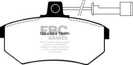 Pastiglie Freni Sportive EBC Verdi Anteriore AUDI 100 1.8 Cv  dal 1982 al 1984 Pinza Girling/TRW Diametro disco 256mm