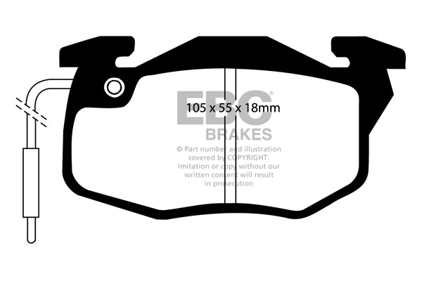 Pastiglie Freni Sportive EBC Verdi Anteriore PEUGEOT 205 1.0 Cv  dal 1988 al 1992 Pinza Bendix Diametro disco 247mm